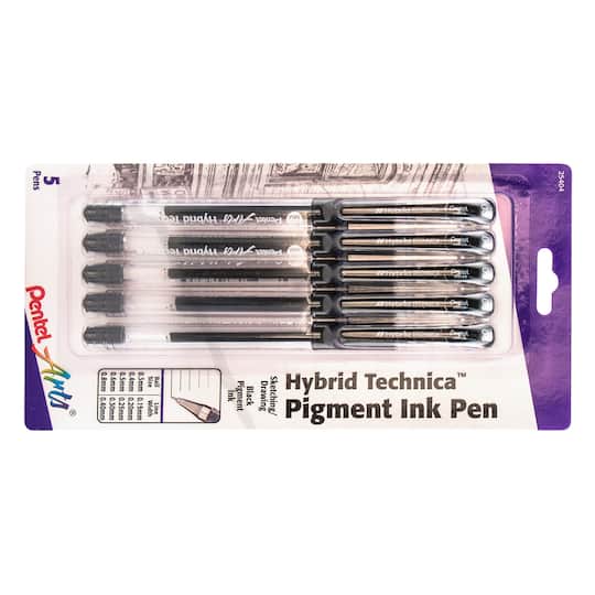 Pentel Arts® Hybrid Technica™ Black 5 Piece Pen Set